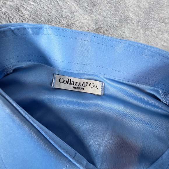 Collars & Co Mens Medium Sky Light Blue Dress Collar Polo Short Sleeve NWOT - Picture 2 of 7